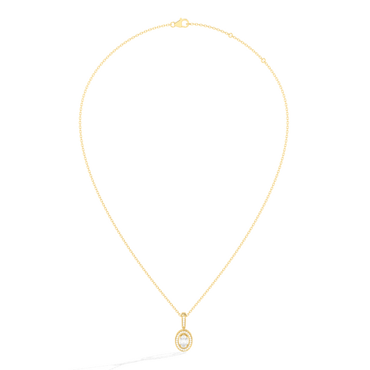 Oval Solitaire with Round Halo Pendant