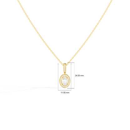 Oval Solitaire with Round Halo Pendant