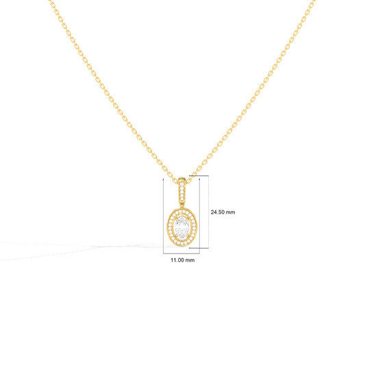 Oval Solitaire with Round Halo Pendant