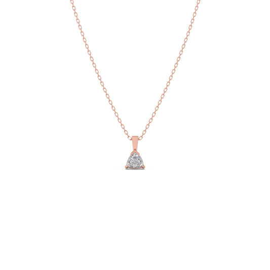 Half Bezel & Claw Prong Set Trillion Shape Solitaire Pendant Necklace
