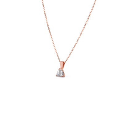 Half Bezel & Claw Prong Set Trillion Shape Solitaire Pendant Necklace