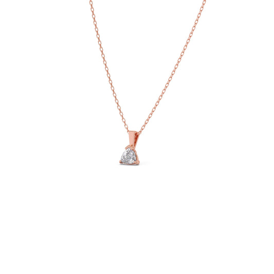 Half Bezel & Claw Prong Set Trillion Shape Solitaire Pendant Necklace