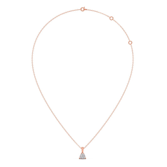 Half Bezel & Claw Prong Set Trillion Shape Solitaire Pendant Necklace