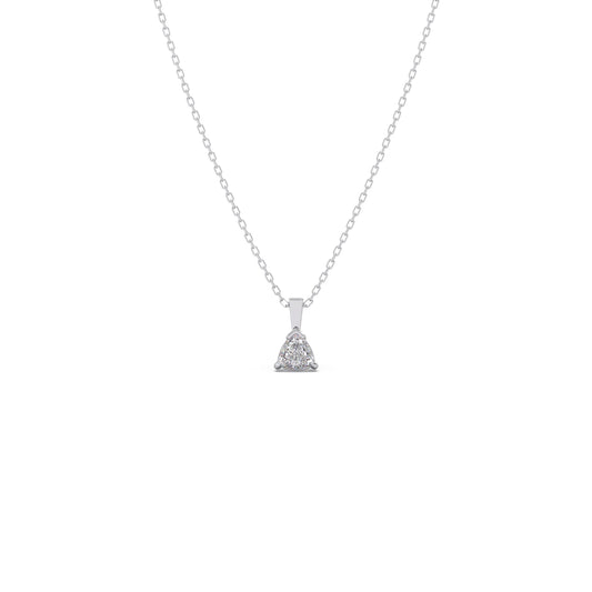 Half Bezel & Claw Prong Set Trillion Shape Solitaire Pendant Necklace
