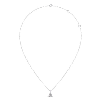 Half Bezel & Claw Prong Set Trillion Shape Solitaire Pendant Necklace