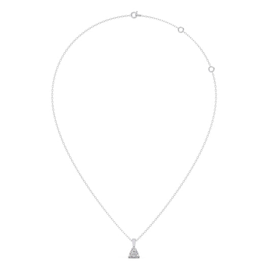 Half Bezel & Claw Prong Set Trillion Shape Solitaire Pendant Necklace