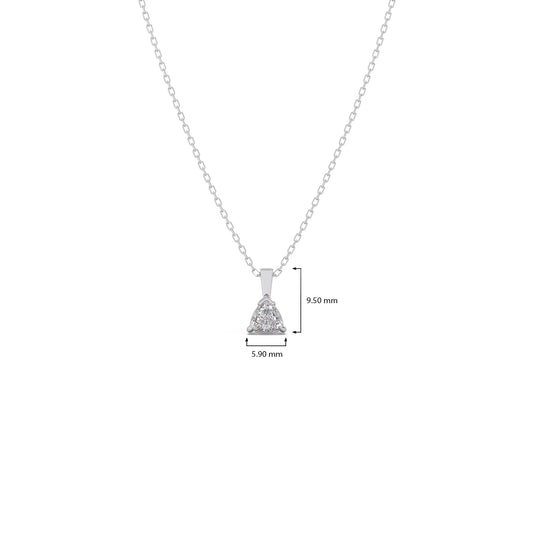 Half Bezel & Claw Prong Set Trillion Shape Solitaire Pendant Necklace
