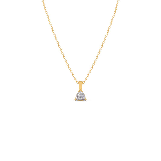 Half Bezel & Claw Prong Set Trillion Shape Solitaire Pendant Necklace