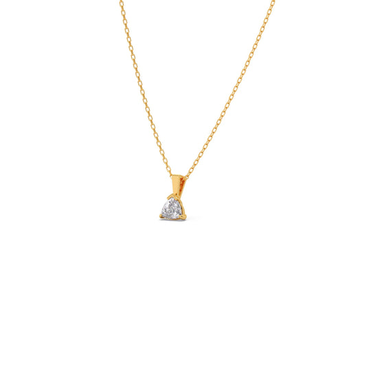 Half Bezel & Claw Prong Set Trillion Shape Solitaire Pendant Necklace
