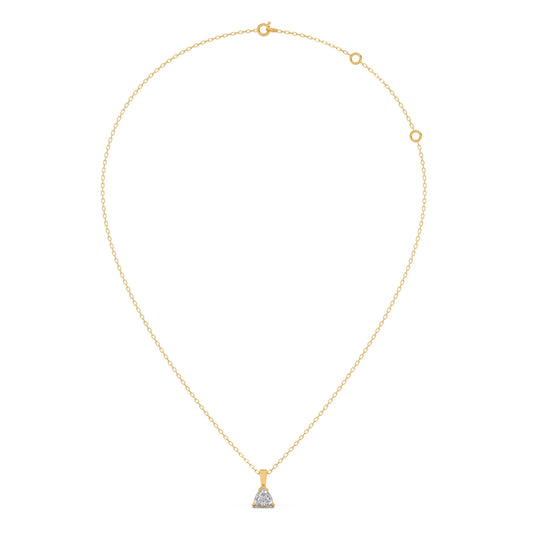 Half Bezel & Claw Prong Set Trillion Shape Solitaire Pendant Necklace
