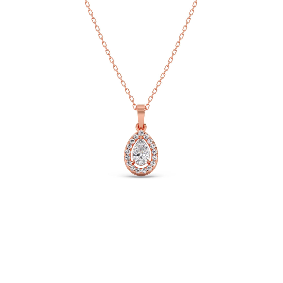 Gold Pear Halo Diamond Pendant