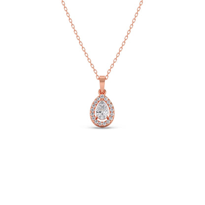 Gold Pear Halo Diamond Pendant