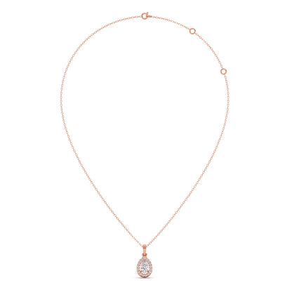 Gold Pear Halo Diamond Pendant