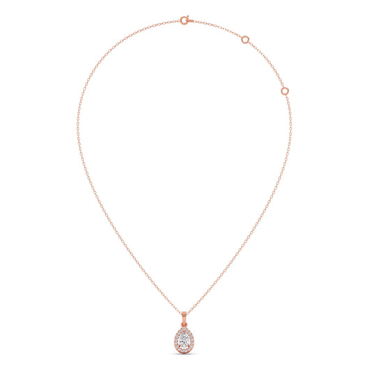 Gold Pear Halo Diamond Pendant