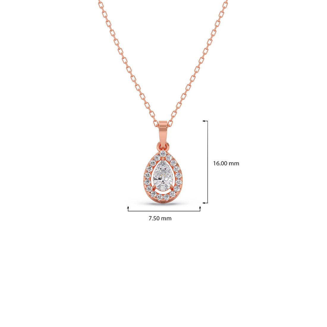 Gold Pear Halo Diamond Pendant