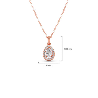 Gold Pear Halo Diamond Pendant