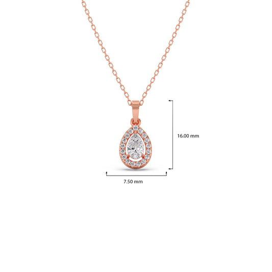 Gold Pear Halo Diamond Pendant