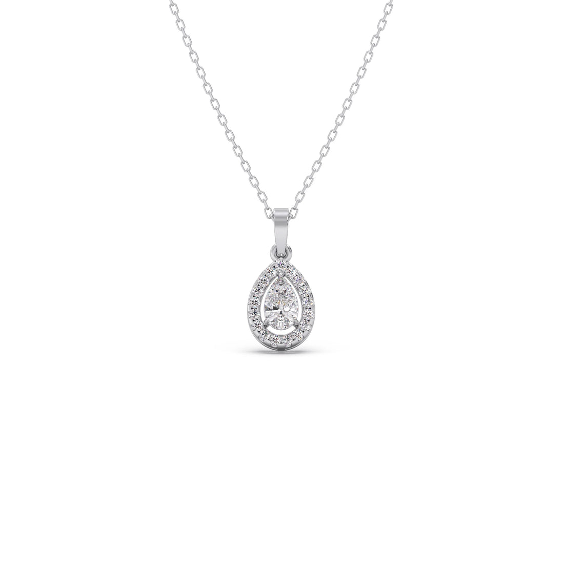 Gold Pear Halo Diamond Pendant