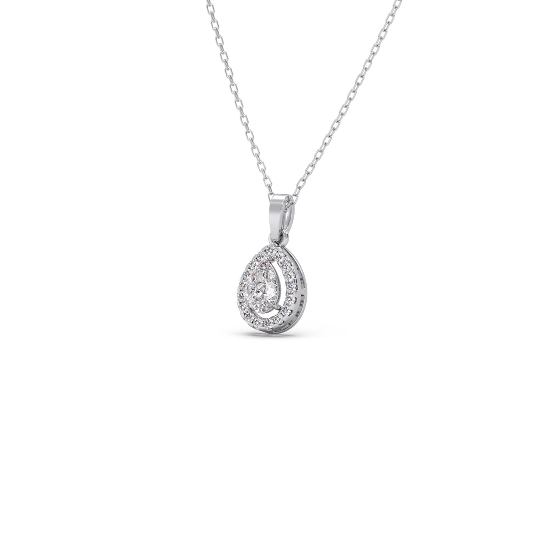 Gold Pear Halo Diamond Pendant