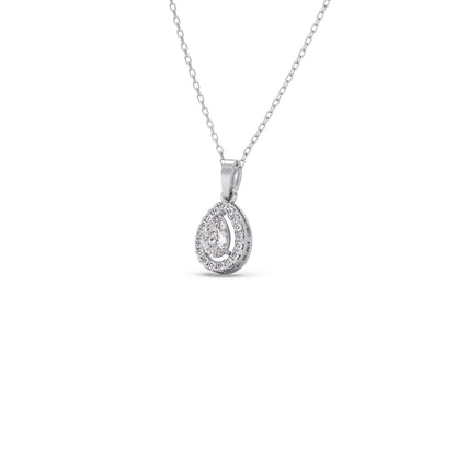 Gold Pear Halo Diamond Pendant