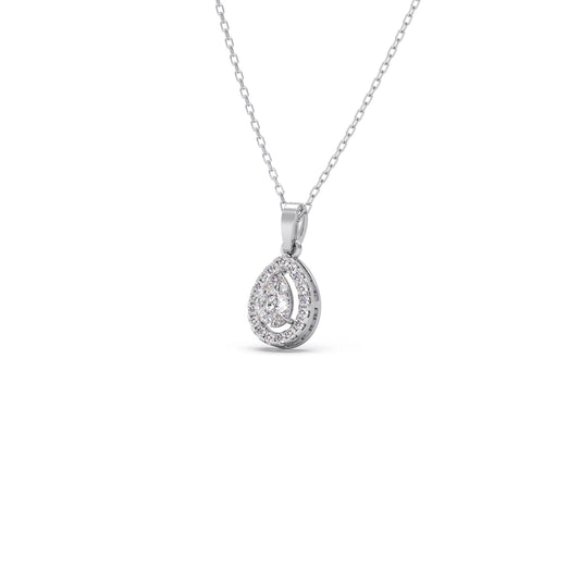 Gold Pear Halo Diamond Pendant