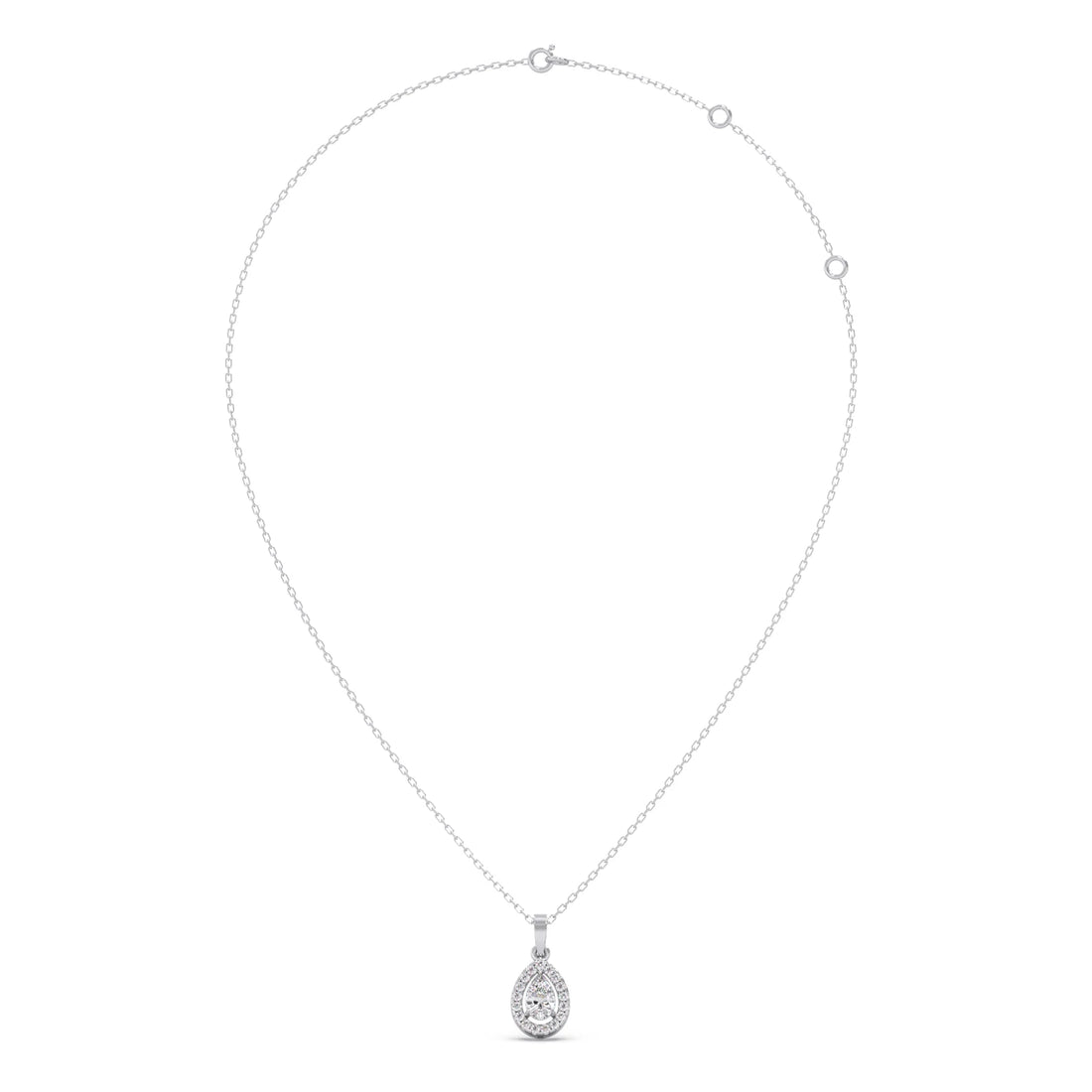 Gold Pear Halo Diamond Pendant