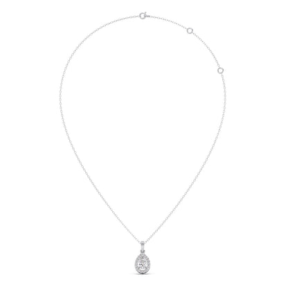 Gold Pear Halo Diamond Pendant