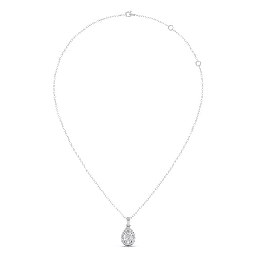Gold Pear Halo Diamond Pendant