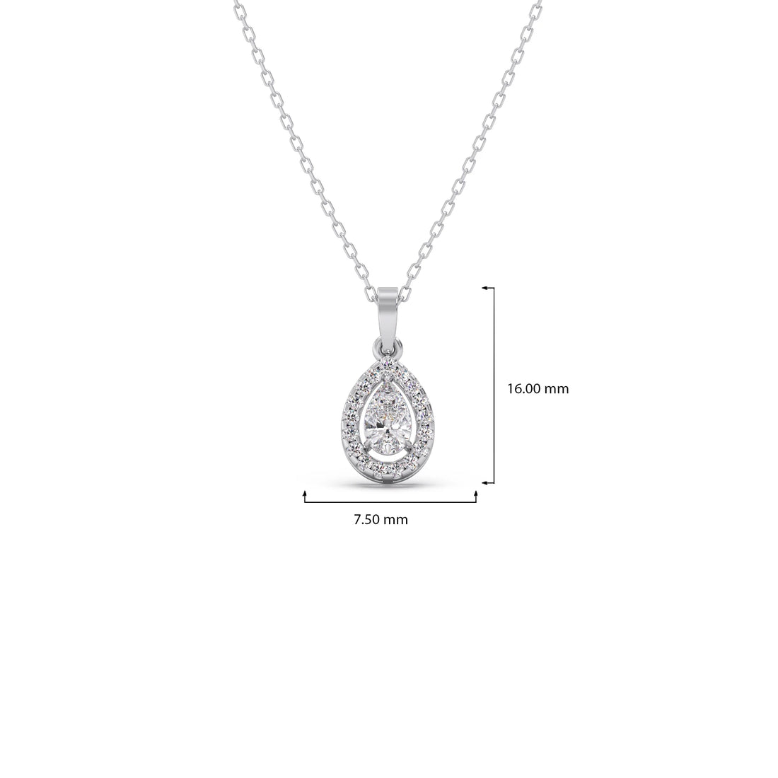 Gold Pear Halo Diamond Pendant