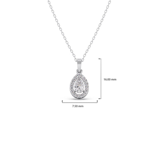 Gold Pear Halo Diamond Pendant