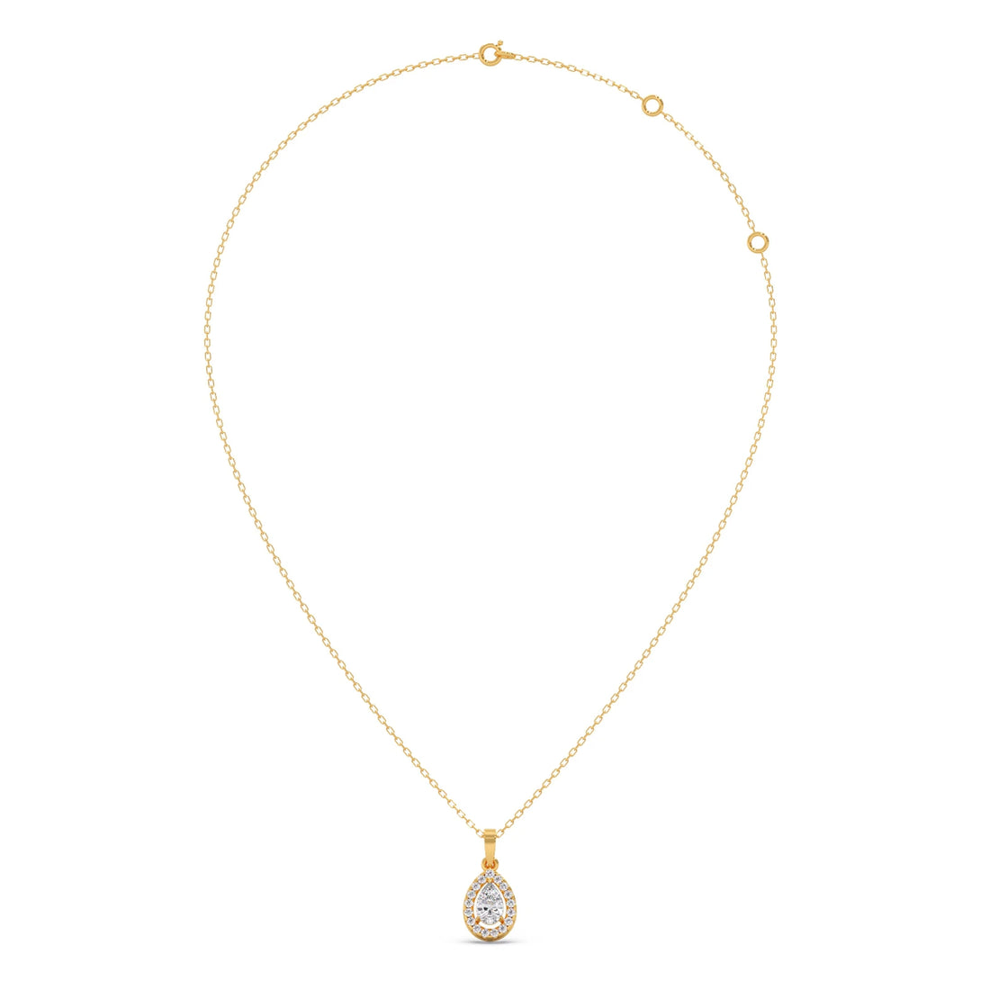 Gold Pear Halo Diamond Pendant