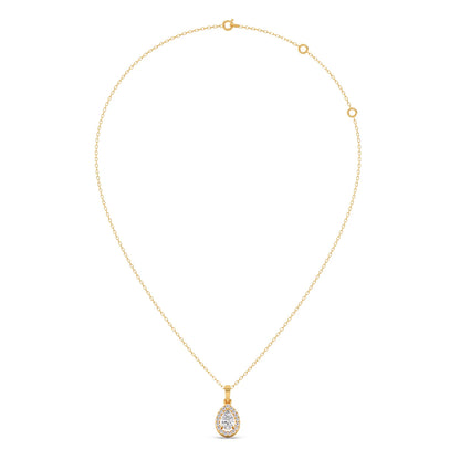 Gold Pear Halo Diamond Pendant