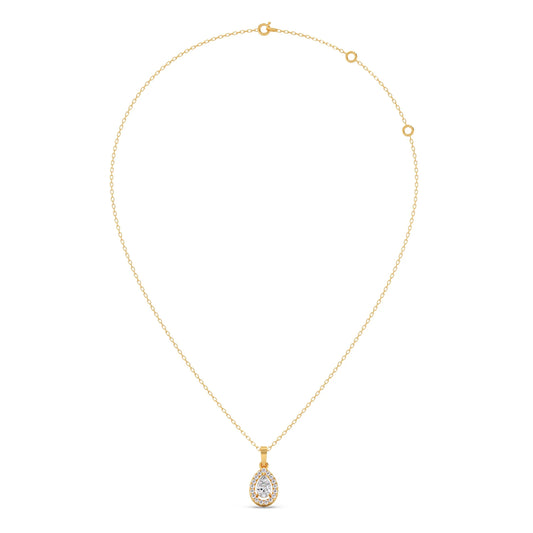 Gold Pear Halo Diamond Pendant