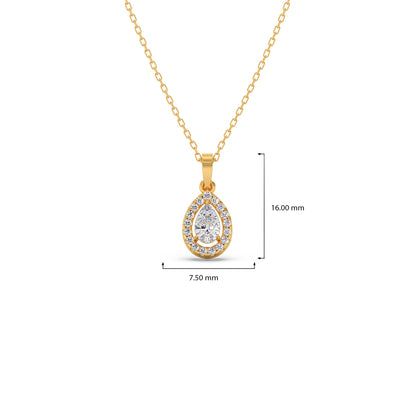 Gold Pear Halo Diamond Pendant