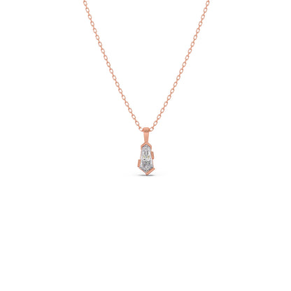 Half Bezel Set Smallitaire Pin Shape Diamond Pendant Necklace