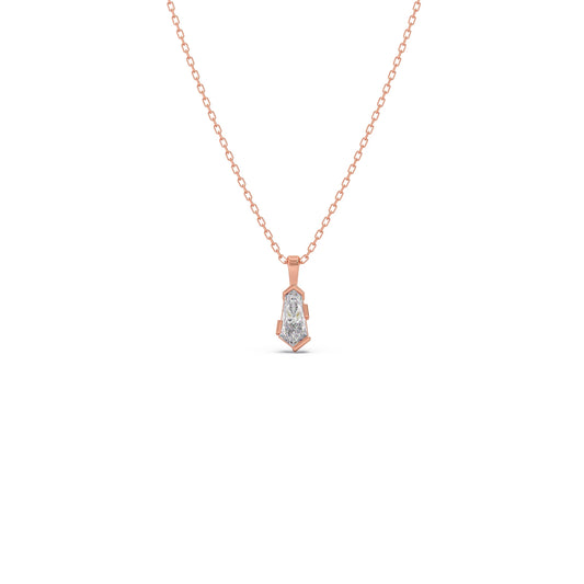 Half Bezel Set Smallitaire Pin Shape Diamond Pendant Necklace