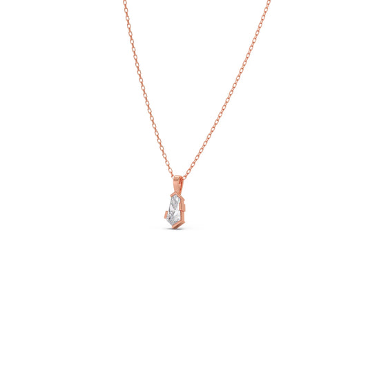 Half Bezel Set Smallitaire Pin Shape Diamond Pendant Necklace