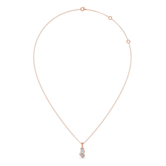 Half Bezel Set Smallitaire Pin Shape Diamond Pendant Necklace