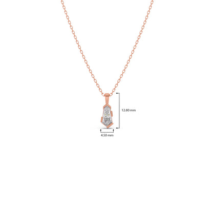 Half Bezel Set Smallitaire Pin Shape Diamond Pendant Necklace
