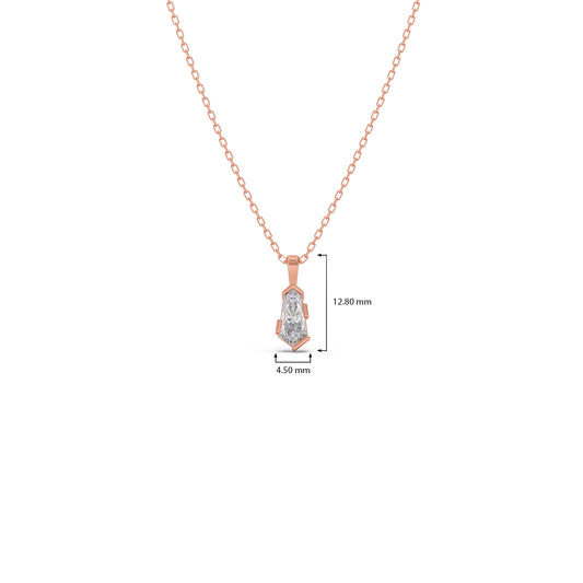 Half Bezel Set Smallitaire Pin Shape Diamond Pendant Necklace