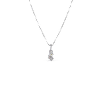 Half Bezel Set Smallitaire Pin Shape Diamond Pendant Necklace
