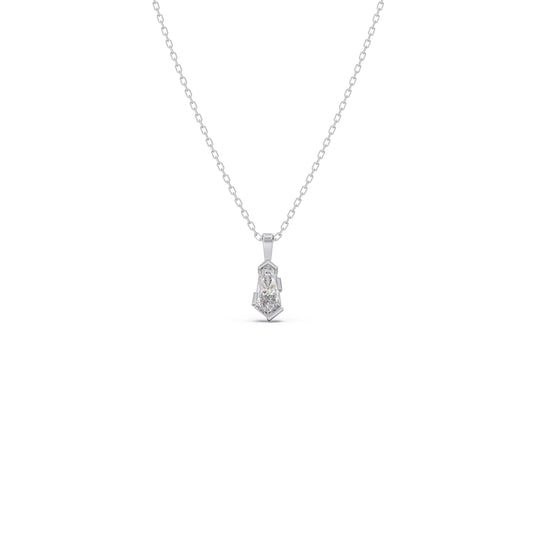 Half Bezel Set Smallitaire Pin Shape Diamond Pendant Necklace