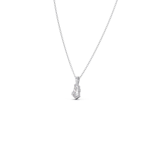 Half Bezel Set Smallitaire Pin Shape Diamond Pendant Necklace