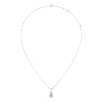 Half Bezel Set Smallitaire Pin Shape Diamond Pendant Necklace