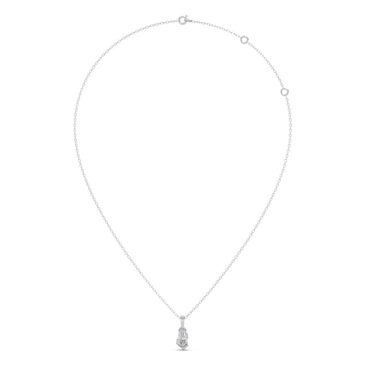 Half Bezel Set Smallitaire Pin Shape Diamond Pendant Necklace