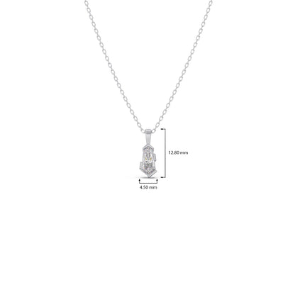 Half Bezel Set Smallitaire Pin Shape Diamond Pendant Necklace