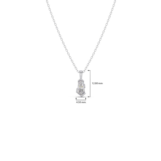Half Bezel Set Smallitaire Pin Shape Diamond Pendant Necklace