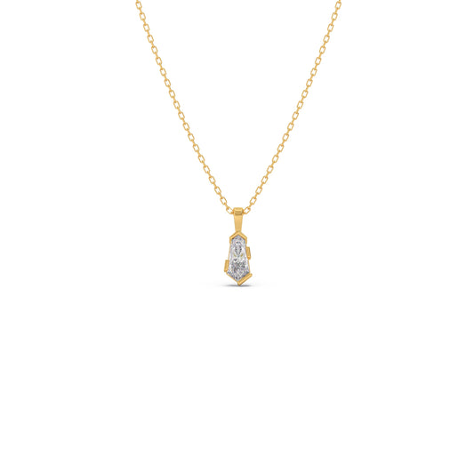 Half Bezel Set Smallitaire Pin Shape Diamond Pendant Necklace