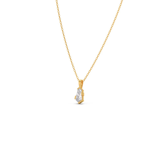 Half Bezel Set Smallitaire Pin Shape Diamond Pendant Necklace