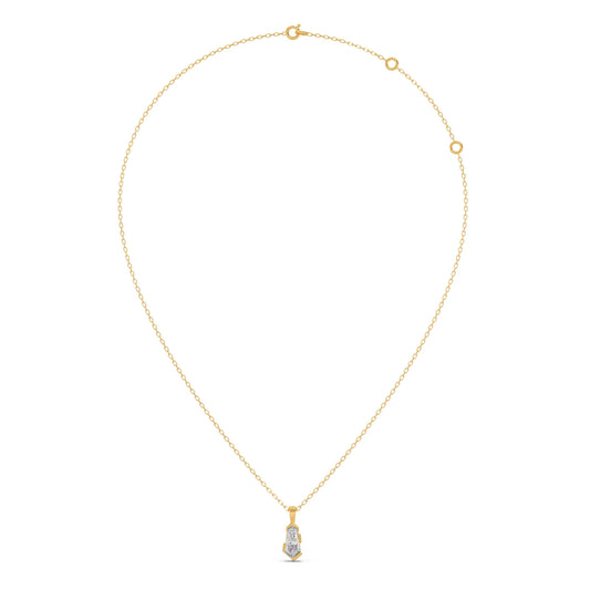 Half Bezel Set Smallitaire Pin Shape Diamond Pendant Necklace